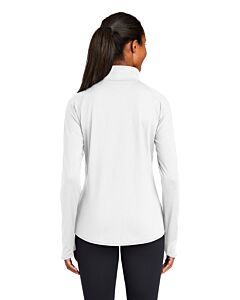 Sport-Tek® Ladies' Sport-Wick® Stretch 1/2-Zip Pullover - Embroidery-White