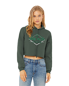 BELLA+CANVAS ® Women’s Sponge Fleece Cropped Fleece Hoodie - DTG - Logo 1-Military Green