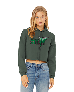 BELLA+CANVAS ® Women’s Sponge Fleece Cropped Fleece Hoodie - DTG - Logo 2-Military Green