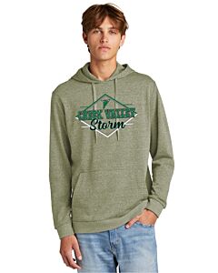 District® Perfect Tri® Fleece Pullover Hoodie - Logo 1 - DTG-Military Green