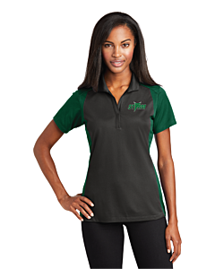 Sport-Tek® Ladies' Colorblock Micropiqué Sport-Wick® Polo - Embroidery-Iron Gray/Forest Green