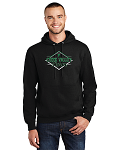 Port &amp; Company® Essential Fleece Pullover Hooded Sweatshirt - Logo 1 - DTG-Jet Black