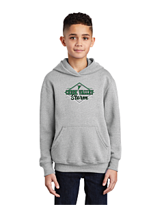 Port &amp; Company® Youth Core Fleece Pullover Hooded Sweatshirt - Logo 1 - DTG-Ash