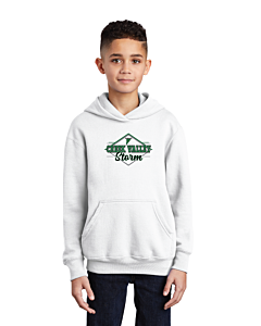 Port &amp; Company® Youth Core Fleece Pullover Hooded Sweatshirt - Logo 1 - DTG-White
