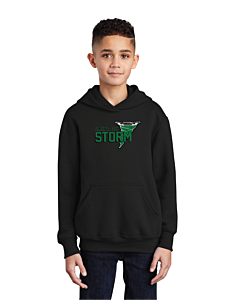 Port &amp; Company® Youth Core Fleece Pullover Hooded Sweatshirt - Logo 2 - DTG-Jet Black