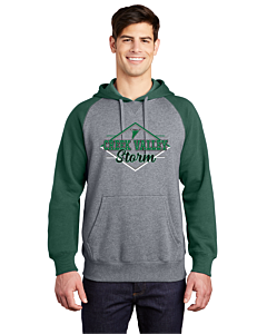 Sport-Tek® Raglan Colorblock Pullover Hooded Sweatshirt - Logo 1 - DTG-Forest Green/Vintage Heather
