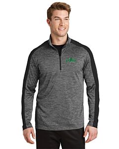 Sport-Tek® PosiCharge® Electric Heather Colorblock 1/4-Zip Pullover - Embroidery-Gray-Black Electric/Black